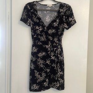 Short Sleeve Floral Wrap Dress
